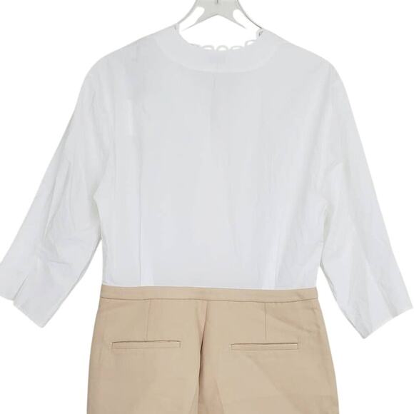 Sandro Paris Warren Beige Scalloped Button Front Romper M NEW Pockets Wide Leg - Picture 8 of 12